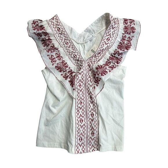 NWT Anthropologie Reathβ& Wren Embroidered Tank Top XS White/Red - Picture 11 of 11
